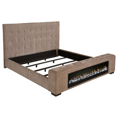  Coaster Furniture Senna 305811Q Upholstered Queen Audio Flame Visualizer Bed - Brown IMAGE 4