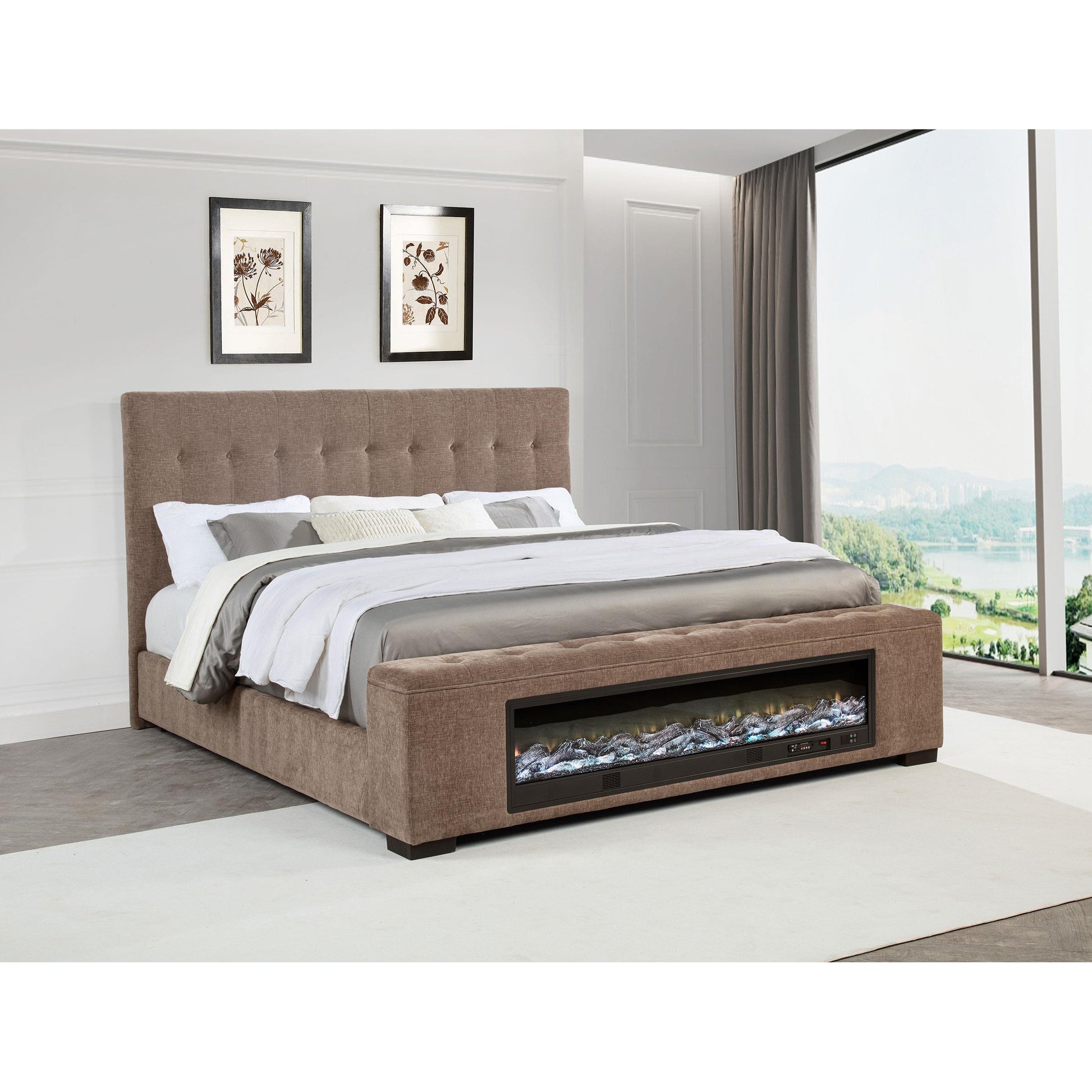  Coaster Furniture Senna 305811Q Upholstered Queen Audio Flame Visualizer Bed - Brown IMAGE 9