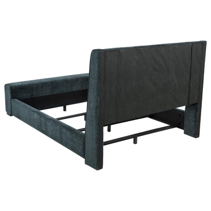  Coaster Furniture Preston 305821KE Upholstered Eastern King Audio Flame Visualizer Bed - Dark Blue IMAGE 2