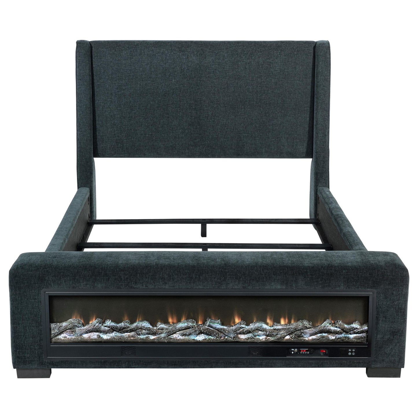  Coaster Furniture Preston 305821KE Upholstered Eastern King Audio Flame Visualizer Bed - Dark Blue IMAGE 8