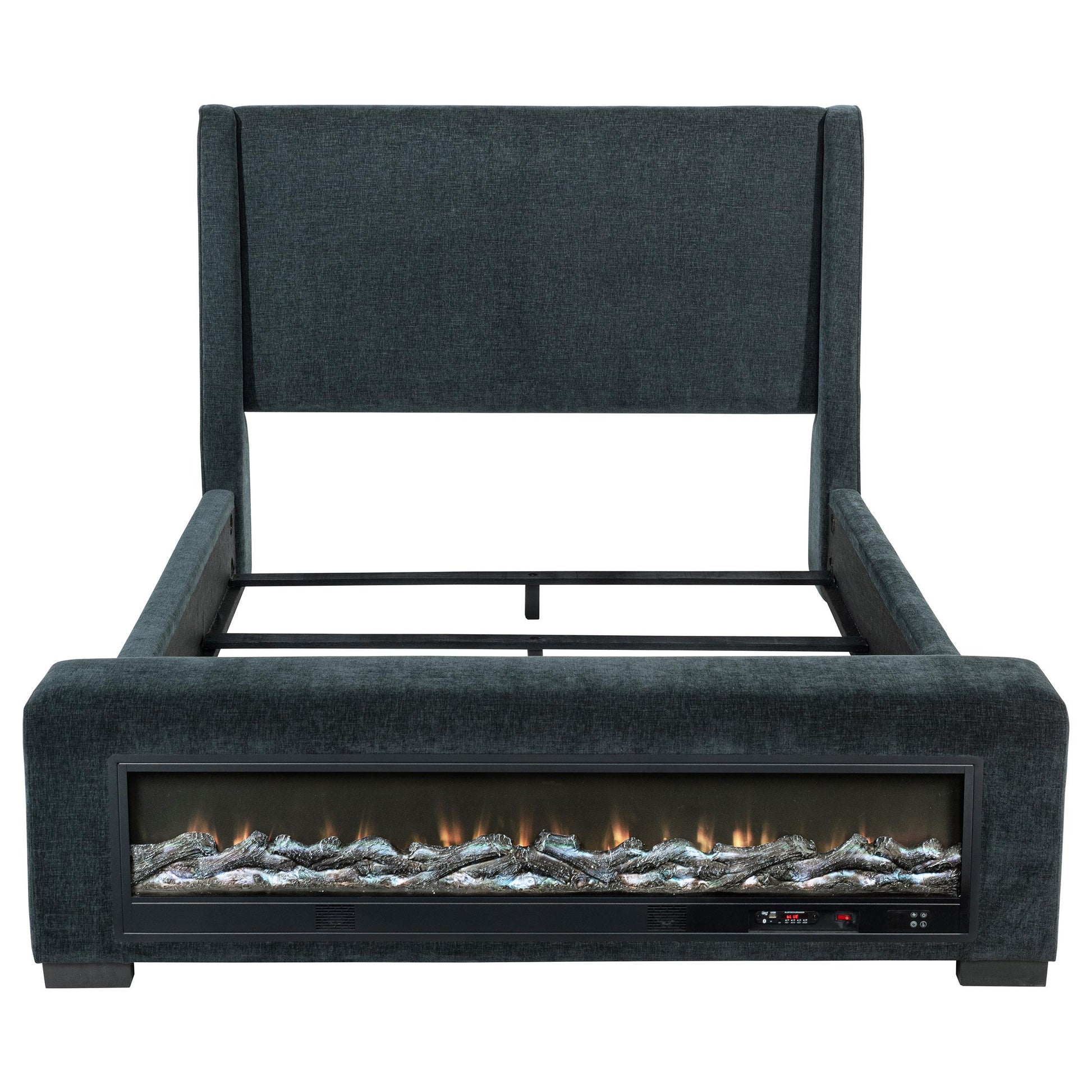  Coaster Furniture Preston 305821Q Upholstered Queen Audio Flame Visualizer Bed - Dark Blue IMAGE 7