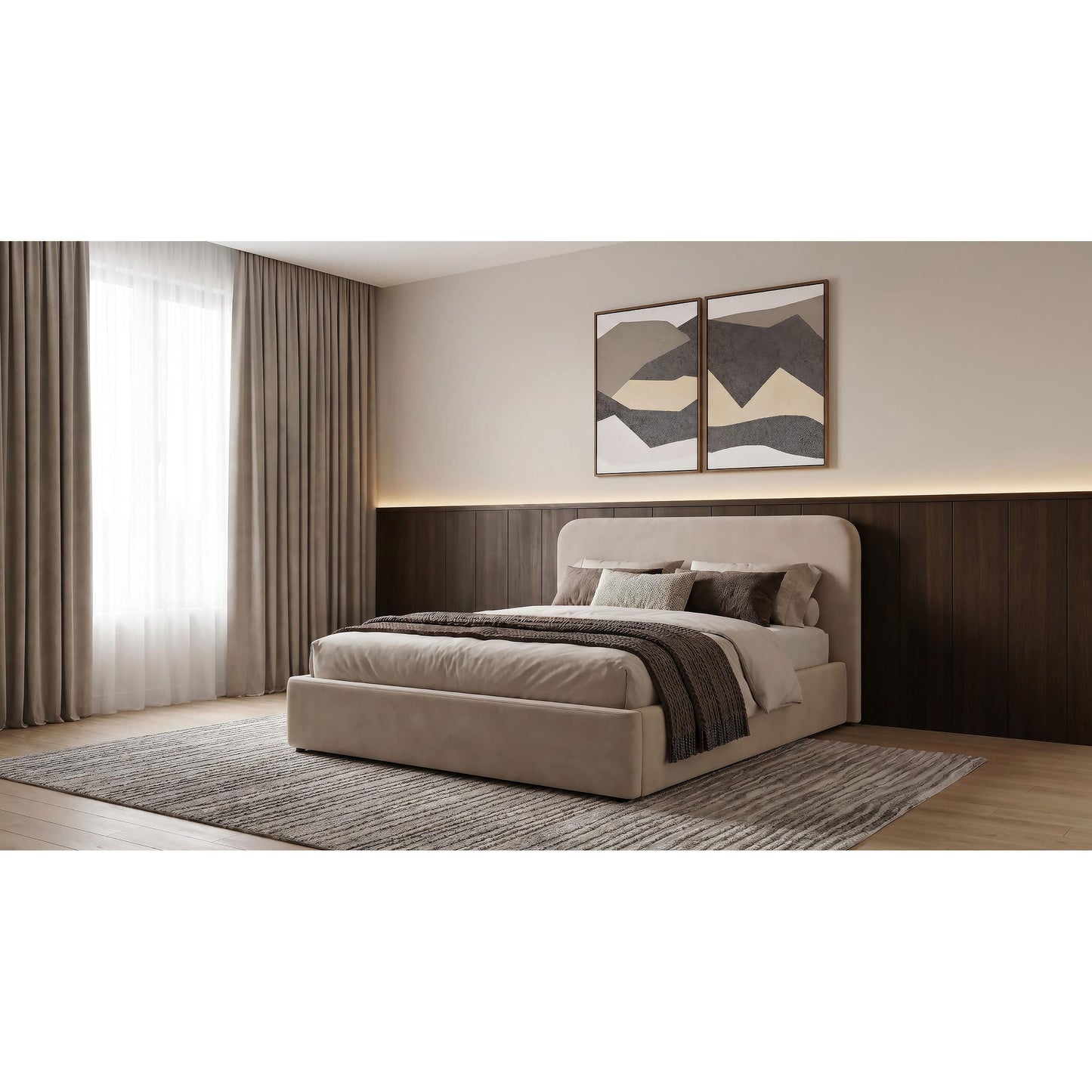  Coaster Furniture Anders 306037BEIF Upholstered Full Storage Lift Platform Bed - Beige IMAGE 6