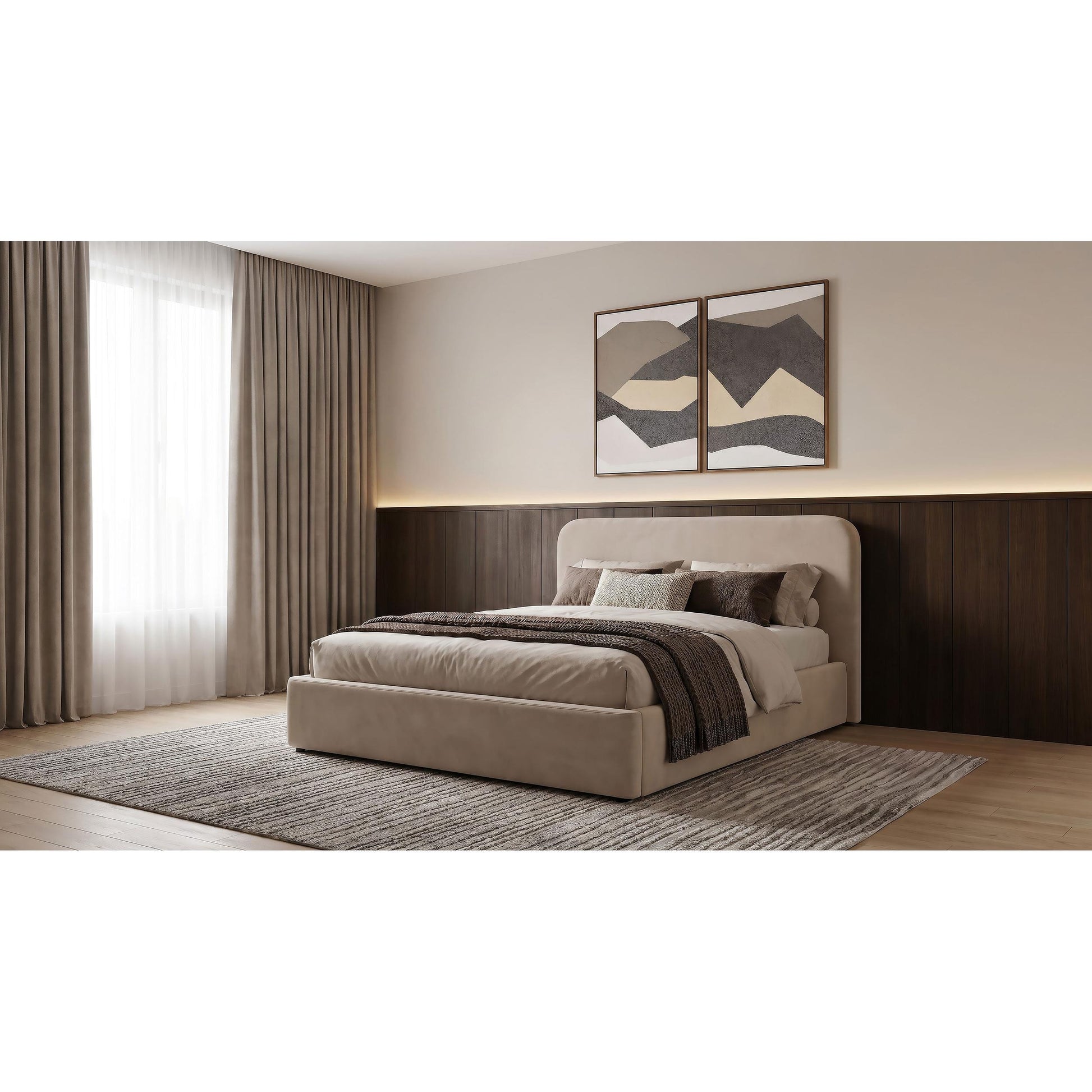  Coaster Furniture Anders 306037BEIF Upholstered Full Storage Lift Platform Bed - Beige IMAGE 6