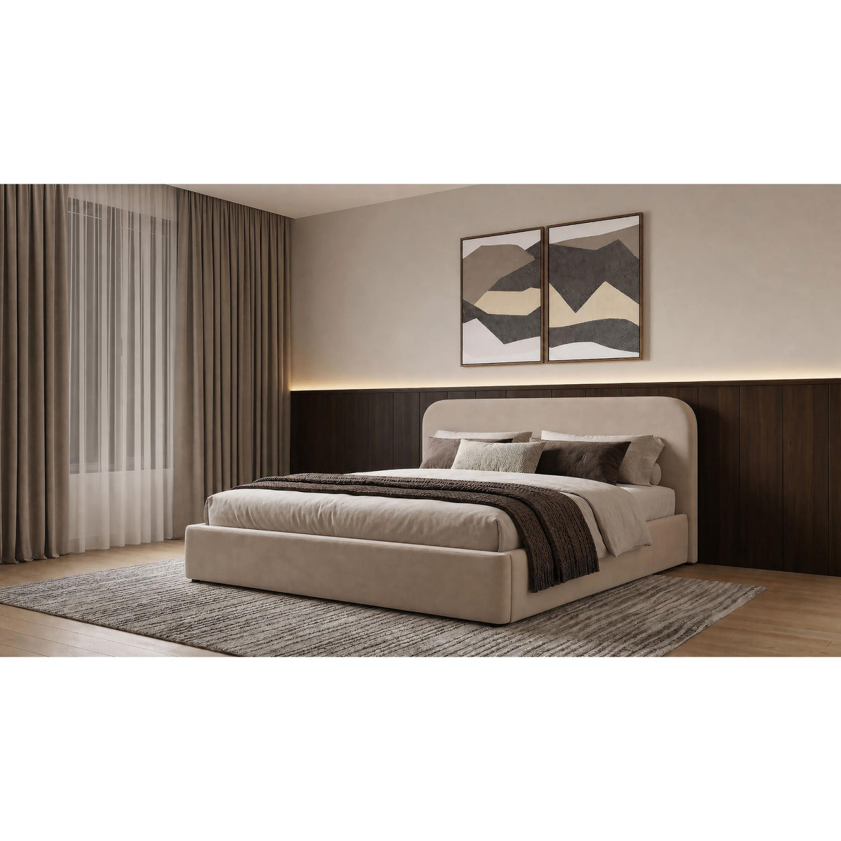  Coaster Furniture Anders 306037BEIKE Upholstered Eastern King Storage Lift Platform Bed - Beige IMAGE 4