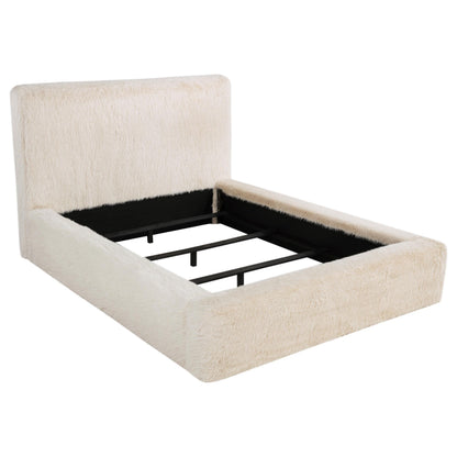  Coaster Furniture Rebecca 306141KE Faux Fur Upholstered Eastern King Bed - Cream IMAGE 2