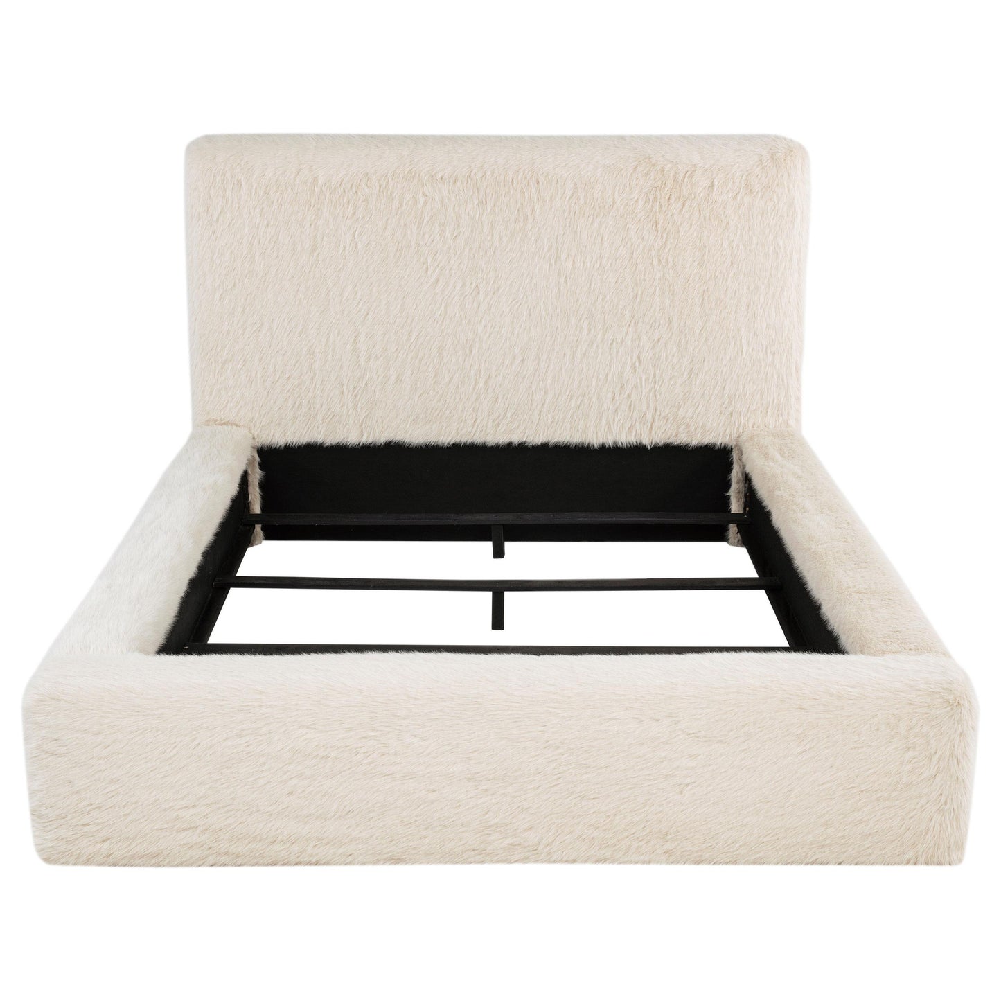  Coaster Furniture Rebecca 306141KE Faux Fur Upholstered Eastern King Bed - Cream IMAGE 3