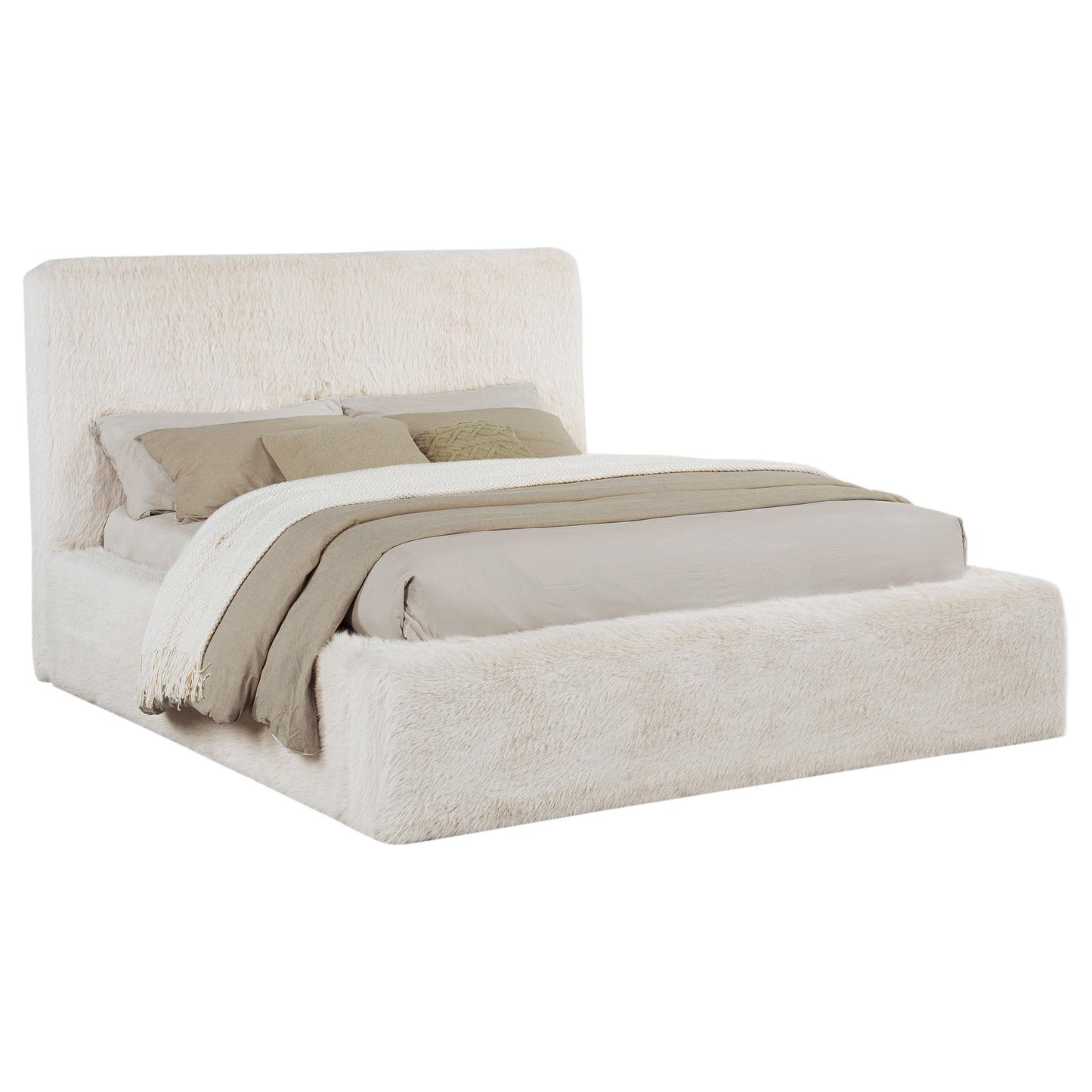  Coaster Furniture Rebecca 306141KE Faux Fur Upholstered Eastern King Bed - Cream IMAGE 7