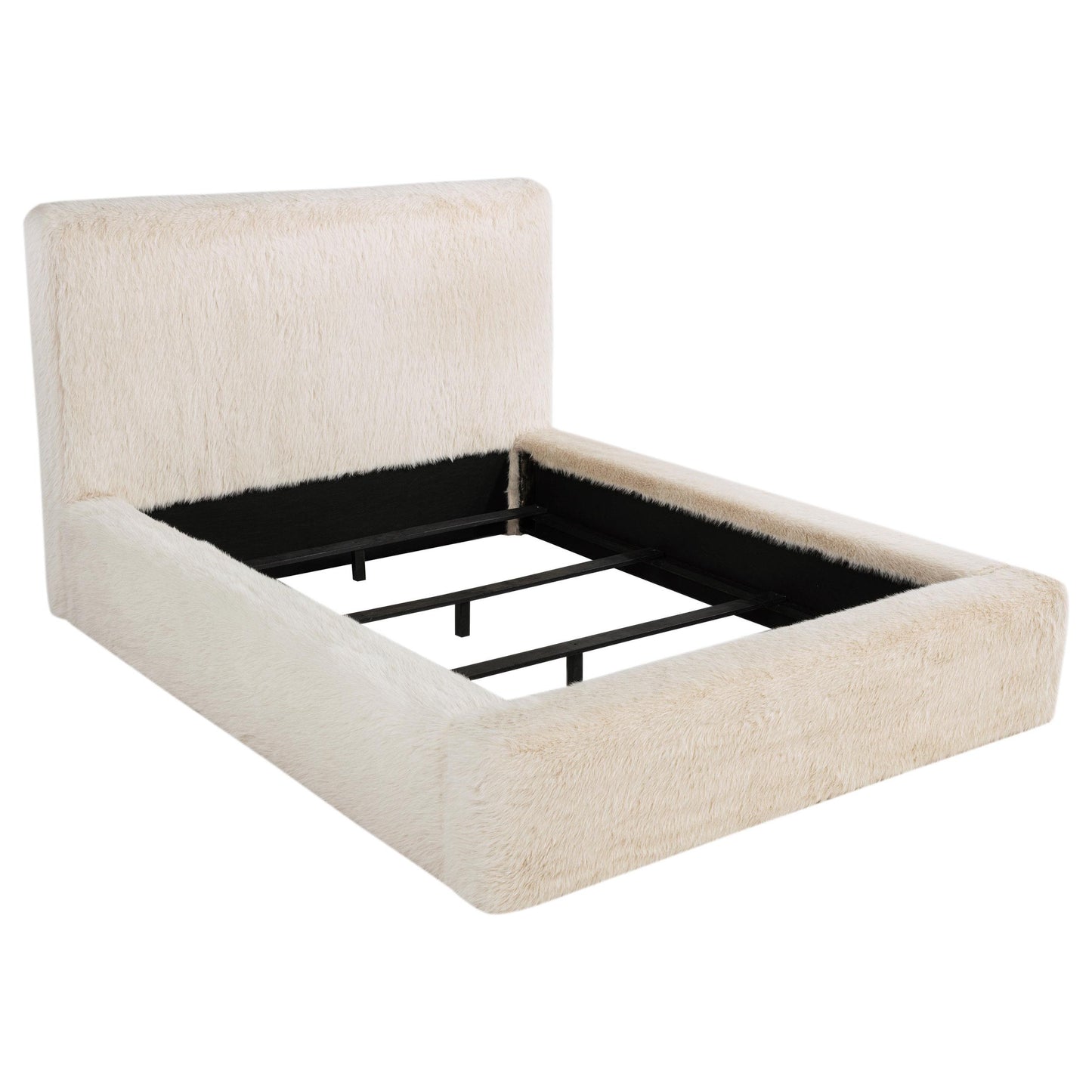  Coaster Furniture Rebecca 306141Q Faux Fur Upholstered Queen Bed - Cream IMAGE 2