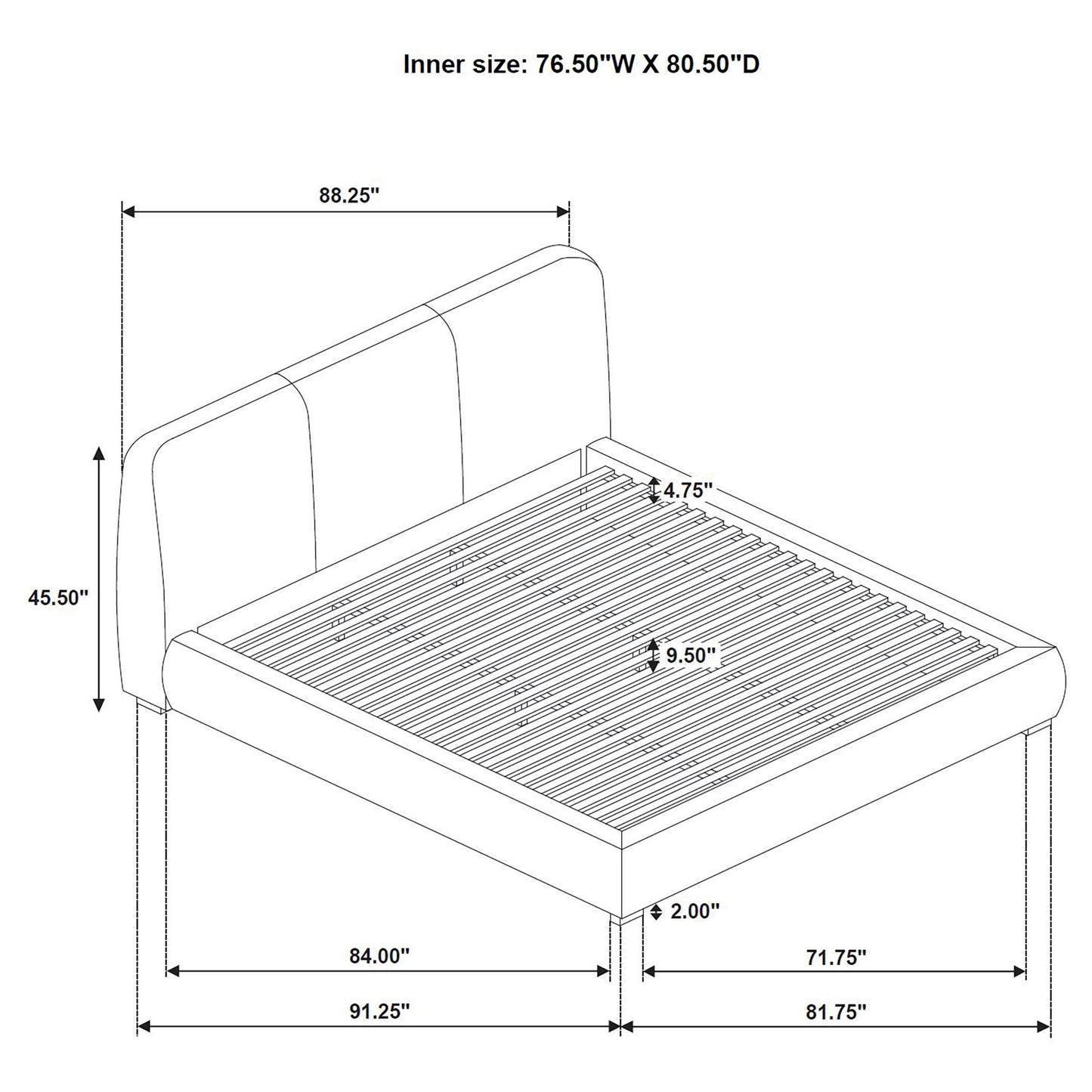  Coaster Furniture Mokena 310090KE 46-inch Upholstered Eastern King Platform Bed - Taupe IMAGE 8