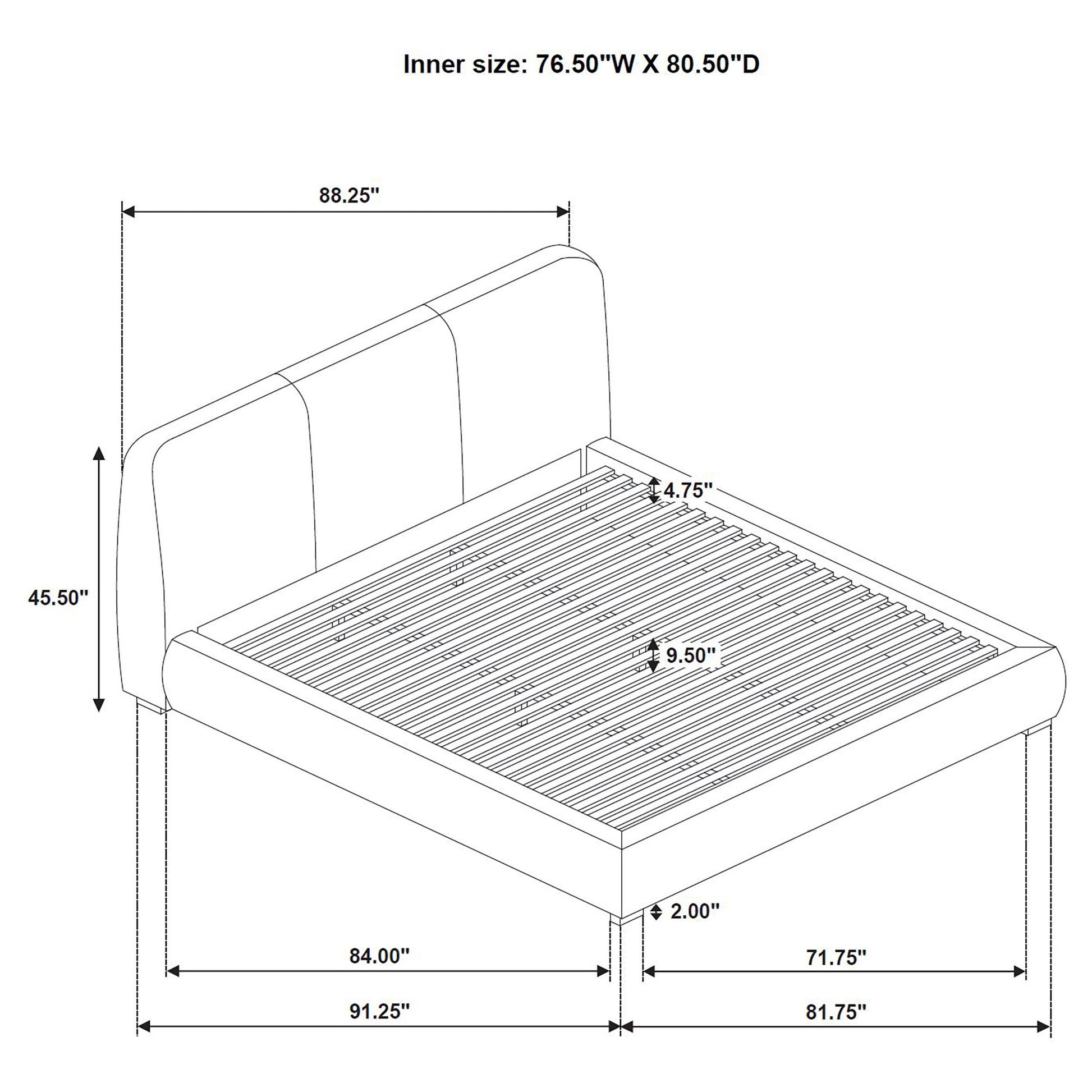  Coaster Furniture Mokena 310090KE 46-inch Upholstered Eastern King Platform Bed - Taupe IMAGE 8