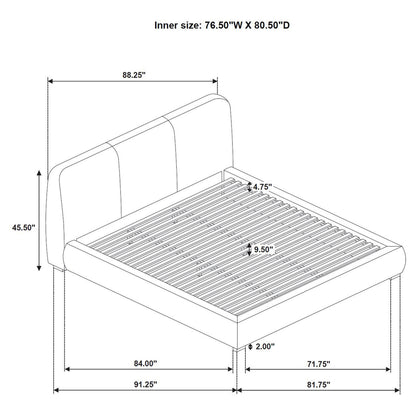  Coaster Furniture Mokena 310091KE 46-inch Upholstered Eastern King Platform Bed - Brown IMAGE 8