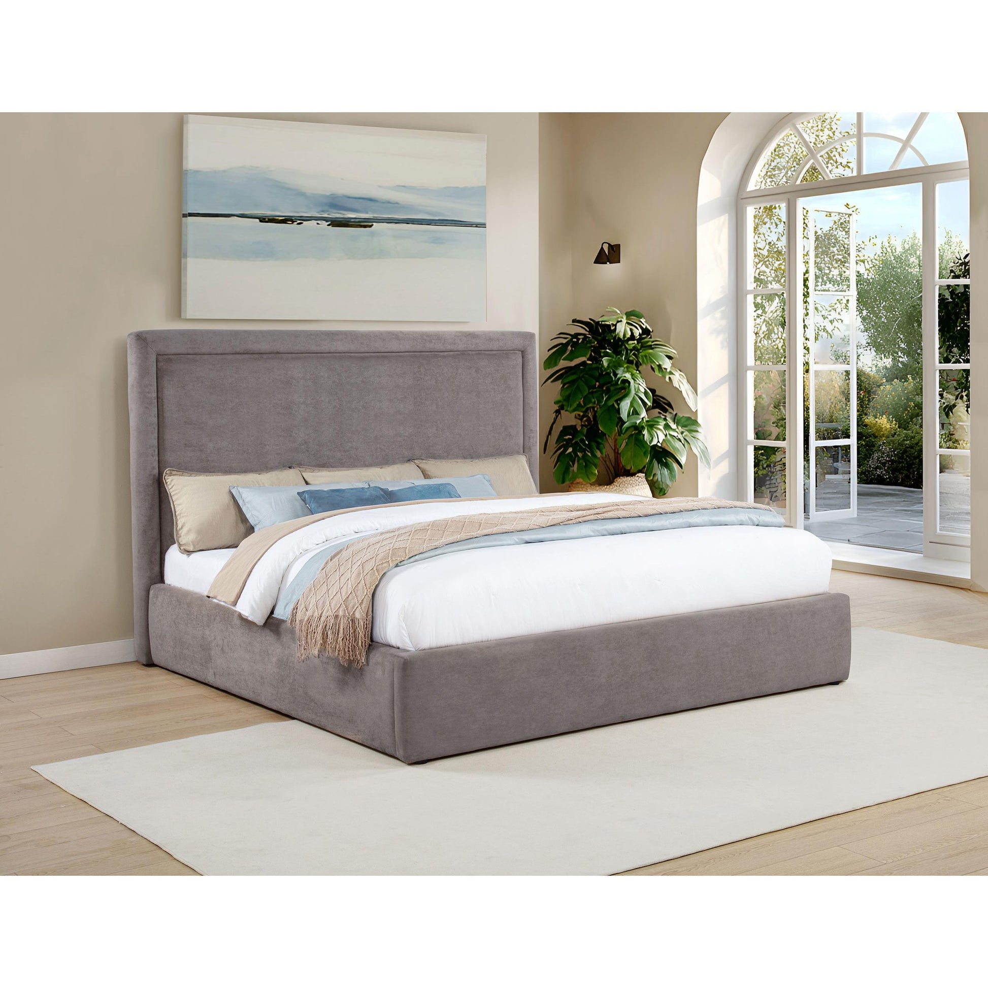  Coaster Furniture Lawson 315835MKE 54-inch Upholstered Eastern King Platform Bed - Mushroom IMAGE 4