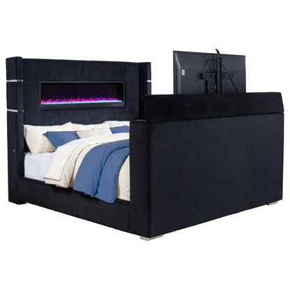  Coaster Furniture Tisdall 315868BLKKE Eastern King Flame Visualizer Wingback TV Bed - Black IMAGE 12