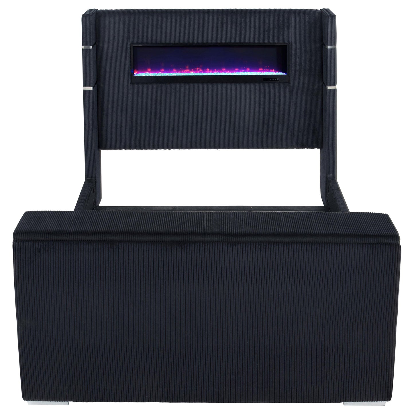  Coaster Furniture Tisdall 315868BLKKE Eastern King Flame Visualizer Wingback TV Bed - Black IMAGE 4