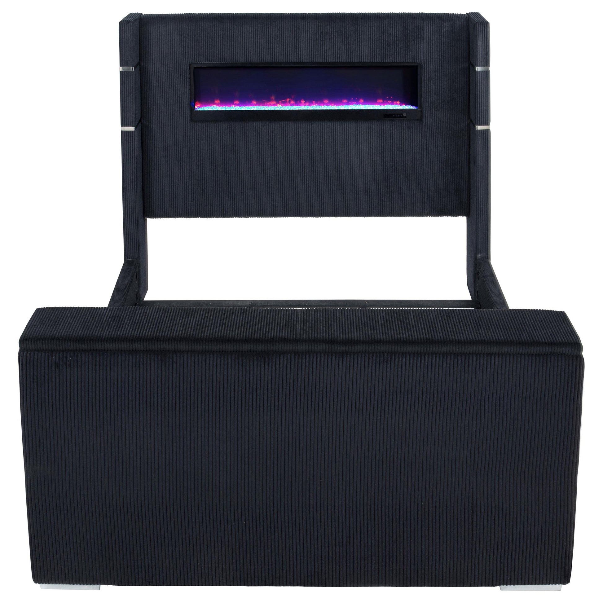  Coaster Furniture Tisdall 315868BLKKE Eastern King Flame Visualizer Wingback TV Bed - Black IMAGE 4