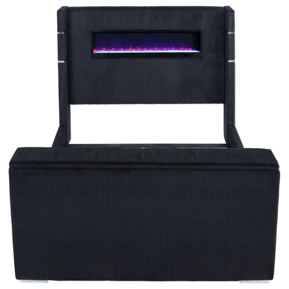  Coaster Furniture Tisdall 315868BLKKE Eastern King Flame Visualizer Wingback TV Bed - Black IMAGE 4