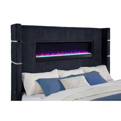  Coaster Furniture Tisdall 315868BLKKE Eastern King Flame Visualizer Wingback TV Bed - Black IMAGE 9