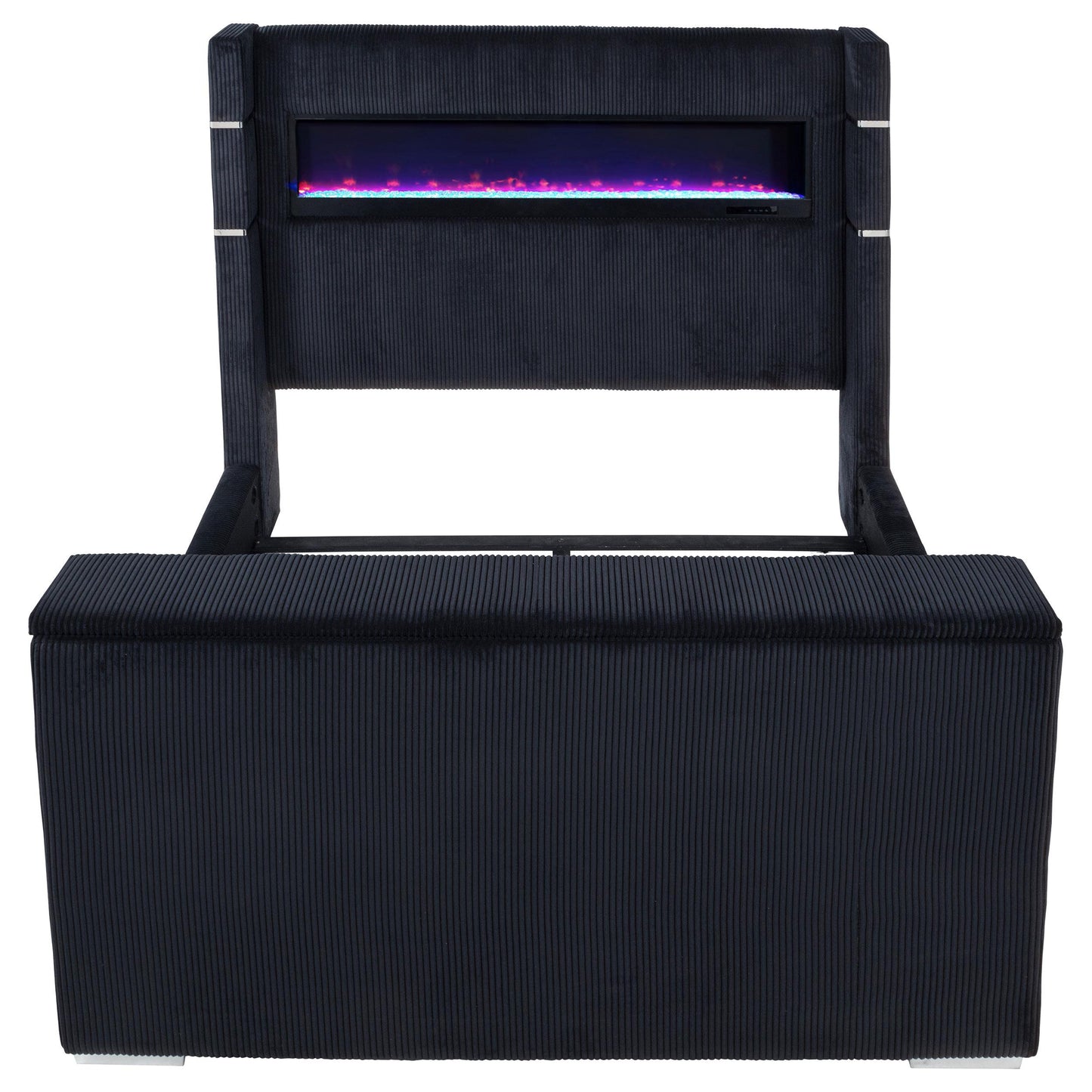  Coaster Furniture Tisdall 315868BLKQ Queen Flame Visualizer Wingback TV Bed - Black IMAGE 2