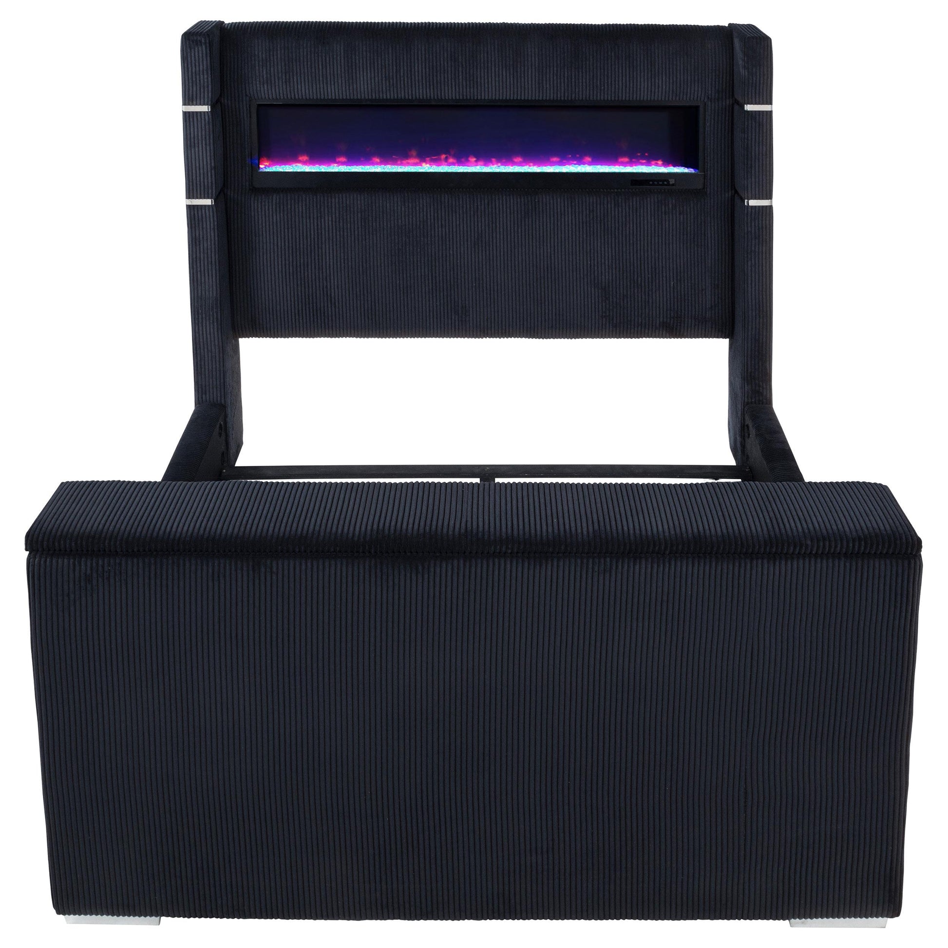  Coaster Furniture Tisdall 315868BLKQ Queen Flame Visualizer Wingback TV Bed - Black IMAGE 2