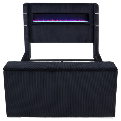  Coaster Furniture Tisdall 315868BLKQ Queen Flame Visualizer Wingback TV Bed - Black IMAGE 2