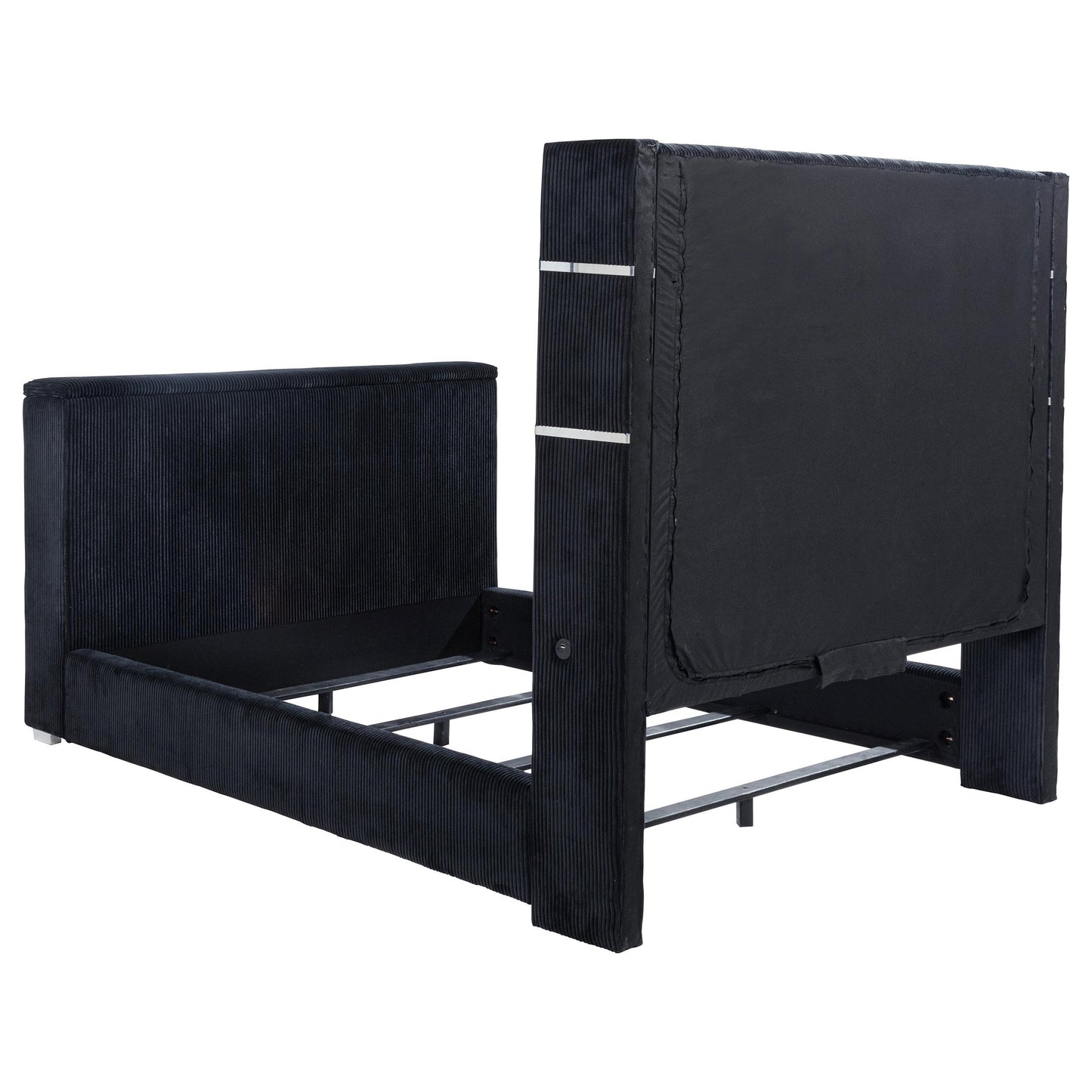  Coaster Furniture Tisdall 315868BLKQ Queen Flame Visualizer Wingback TV Bed - Black IMAGE 4