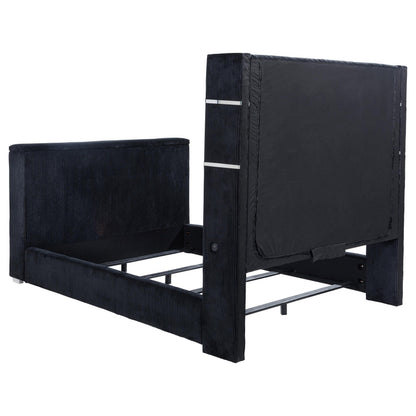  Coaster Furniture Tisdall 315868BLKQ Queen Flame Visualizer Wingback TV Bed - Black IMAGE 4