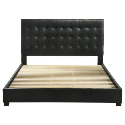  Coaster Furniture Medley 315911BLKKE Genuine Leather Eastern King Platform Bed - Black IMAGE 1