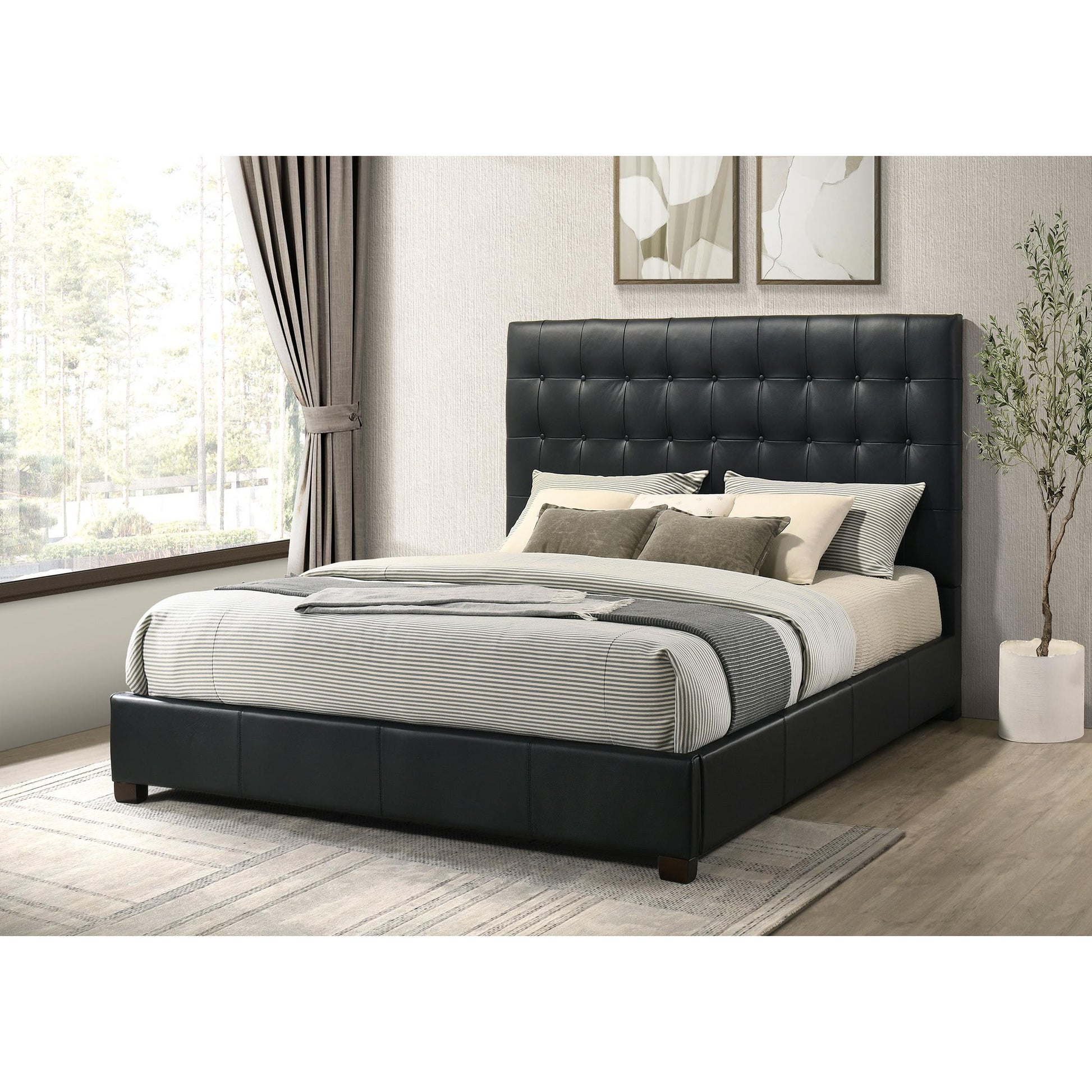  Coaster Furniture Medley 315911BLKKE Genuine Leather Eastern King Platform Bed - Black IMAGE 6