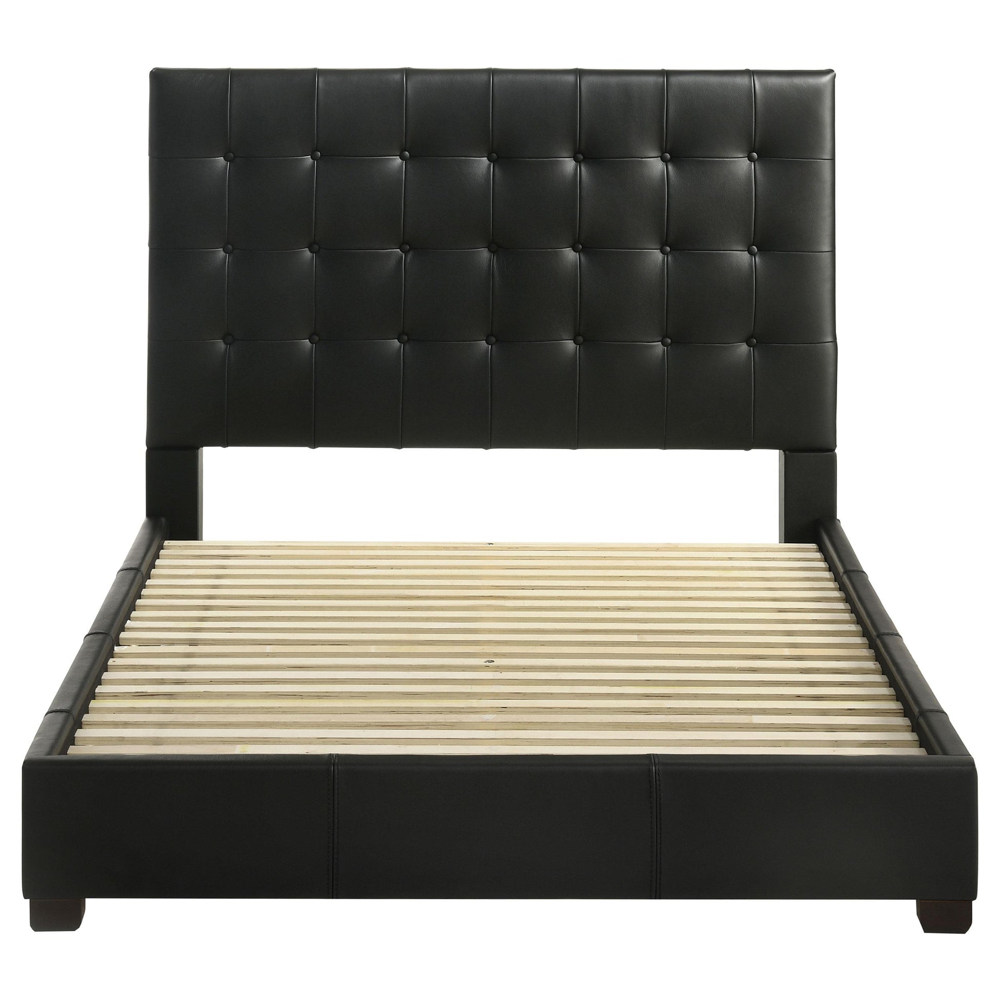  Coaster Furniture Medley 315911BLKQ Genuine Leather Queen Panel Platform Bed - Black IMAGE 4
