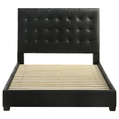  Coaster Furniture Medley 315911BLKQ Genuine Leather Queen Panel Platform Bed - Black IMAGE 4