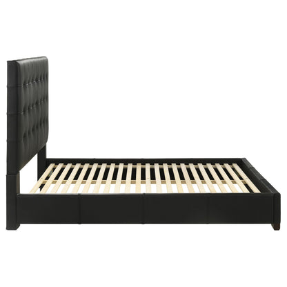  Coaster Furniture Medley 315911BLKQ Genuine Leather Queen Panel Platform Bed - Black IMAGE 7