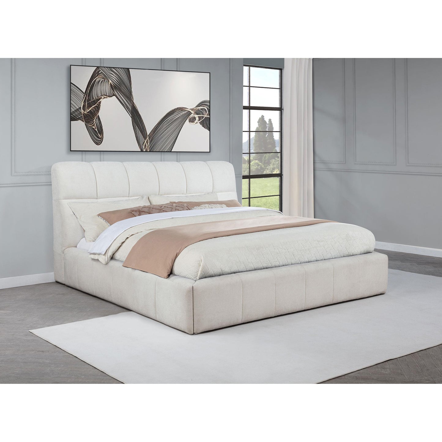  Coaster Furniture Nollet 315917CRMKE 48-inch Upholstered Eastern King Platform Bed - Cream IMAGE 4