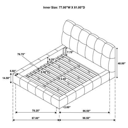  Coaster Furniture Nollet 315917CRMKE 48-inch Upholstered Eastern King Platform Bed - Cream IMAGE 8