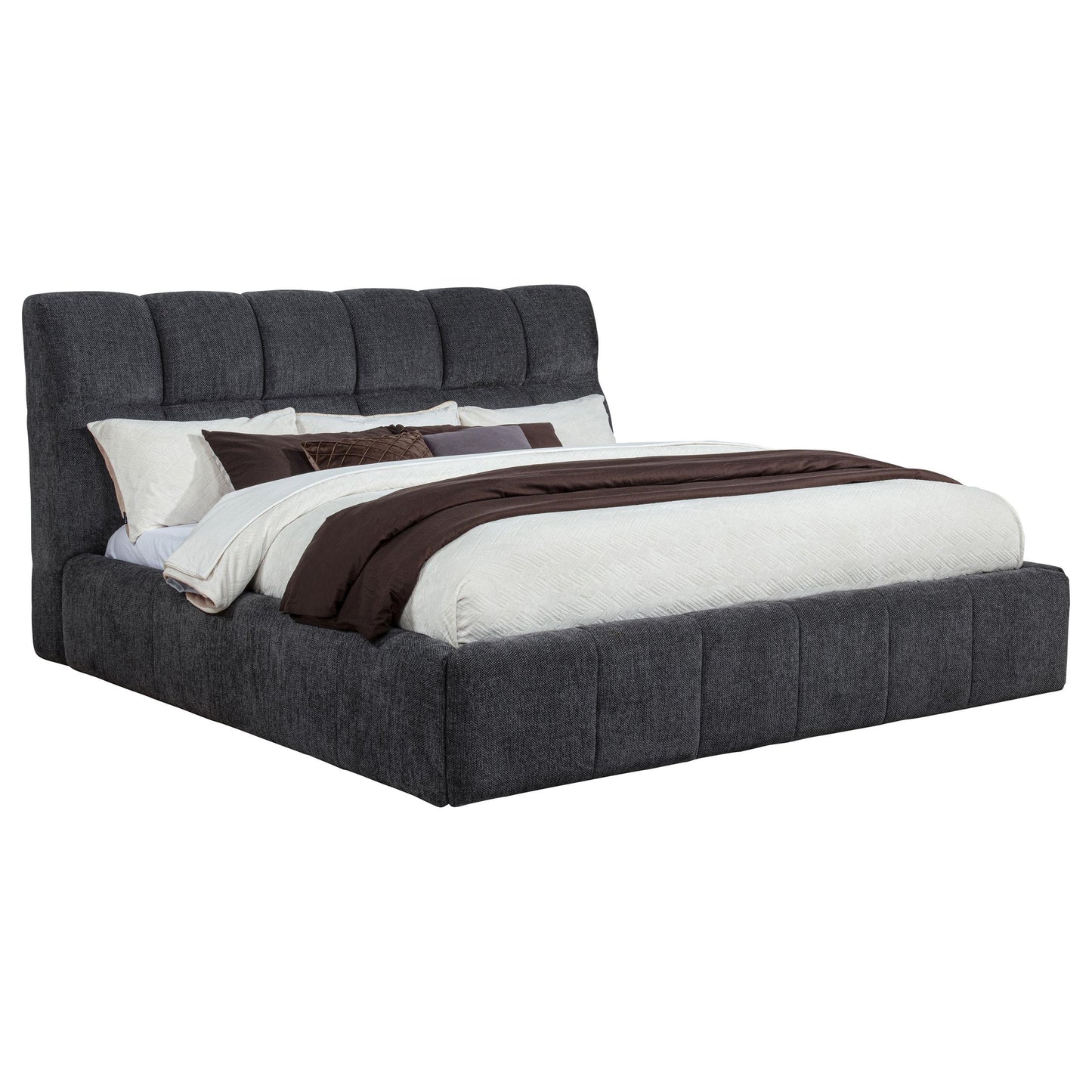  Coaster Furniture Nollet 315917GRYKE 48-inch Upholstered Eastern King Platform Bed - Grey IMAGE 2