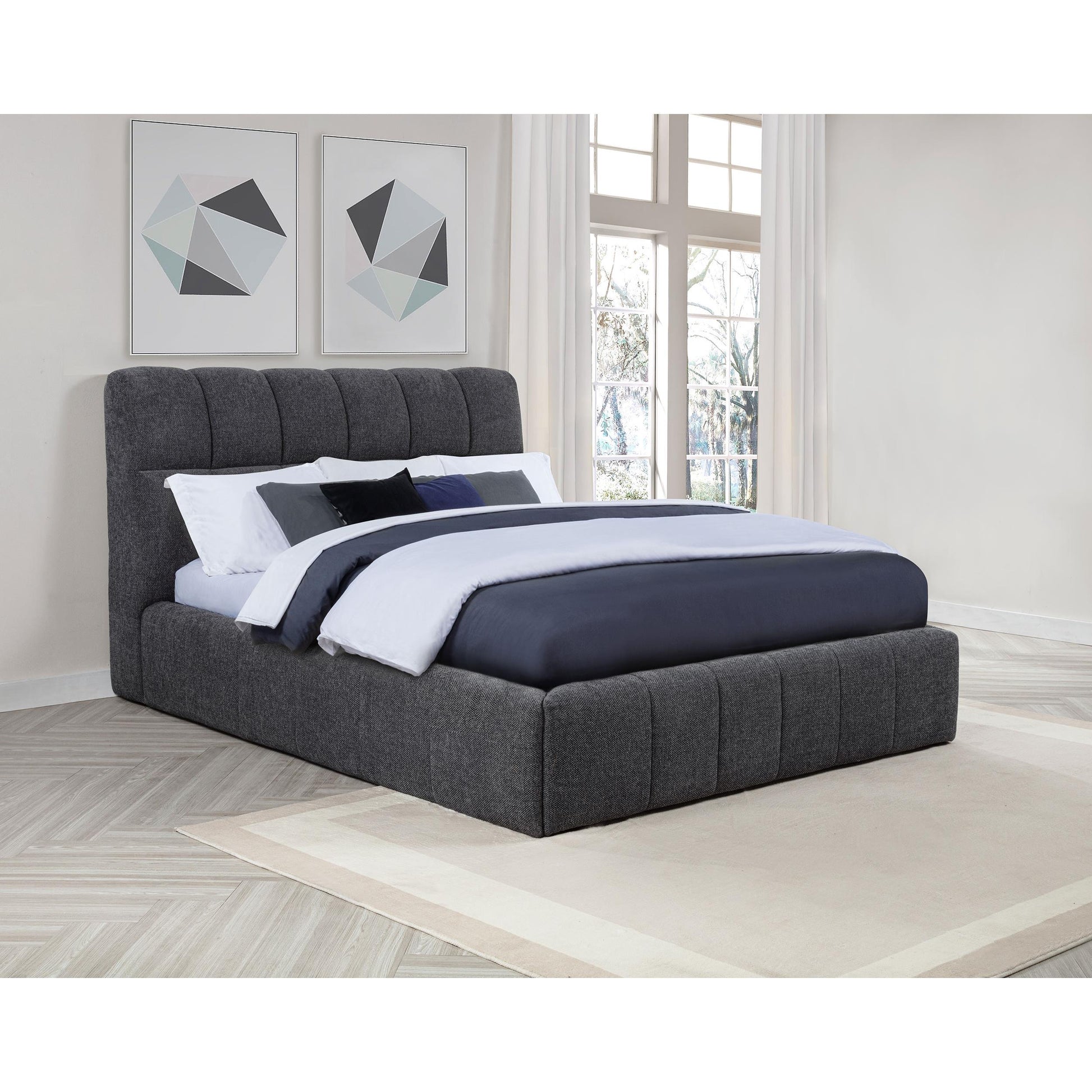  Coaster Furniture Nollet 315917GRYQ 48-inch Upholstered Queen Panel Platform Bed - Grey IMAGE 7