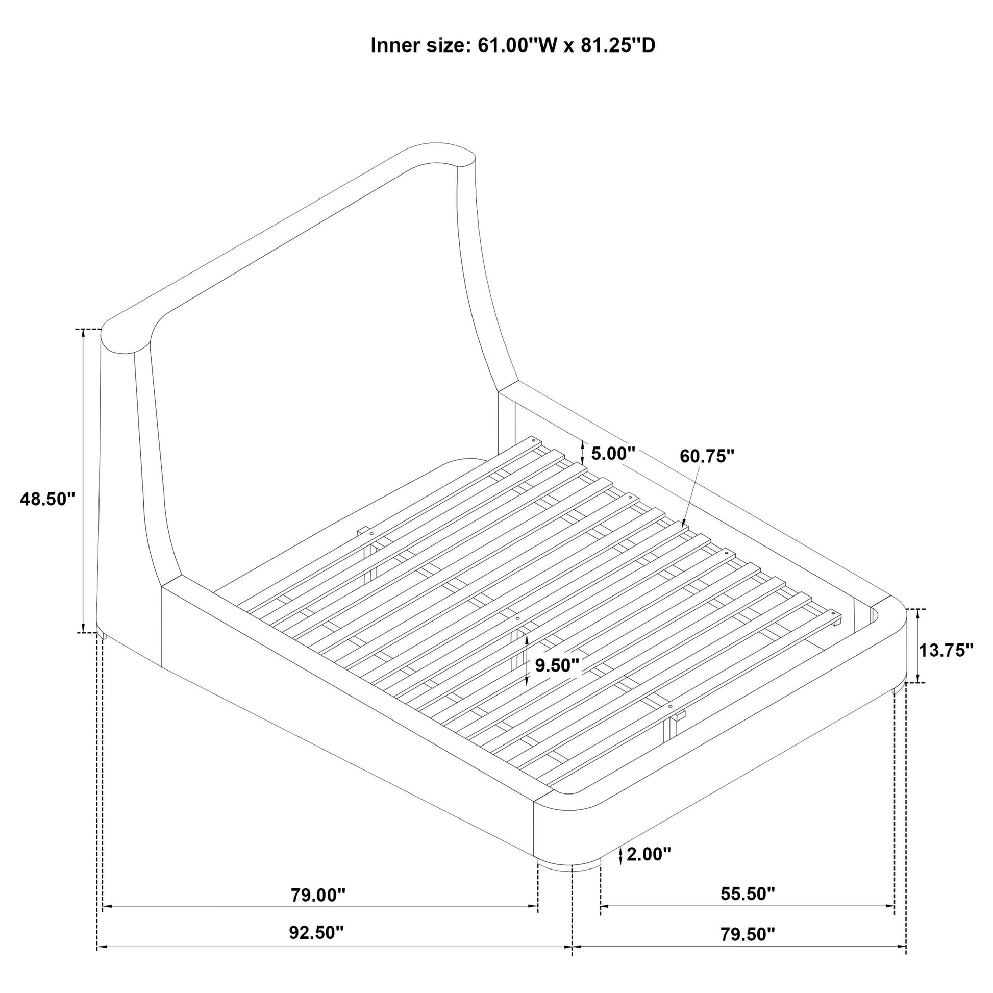  Coaster Furniture Rennes 315928Q Upholstered Queen Wingback Platform Bed - Grey IMAGE 6