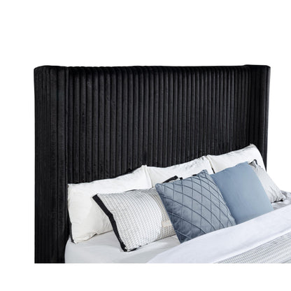  Coaster Furniture Centergrove 315945KE Upholstered Eastern King Wingback TV Bed - Black IMAGE 2