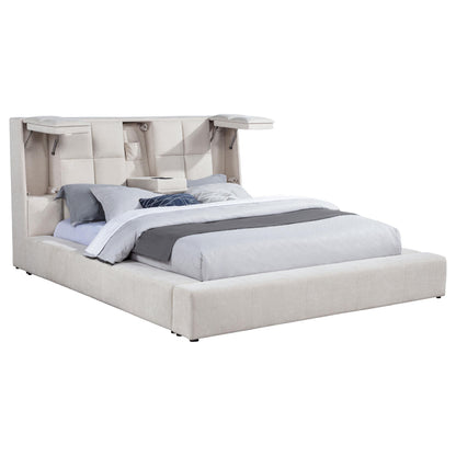  Coaster Furniture Dreux 315948CRMKE Upholstered Eastern King Panel Platform Bed - Cream IMAGE 2