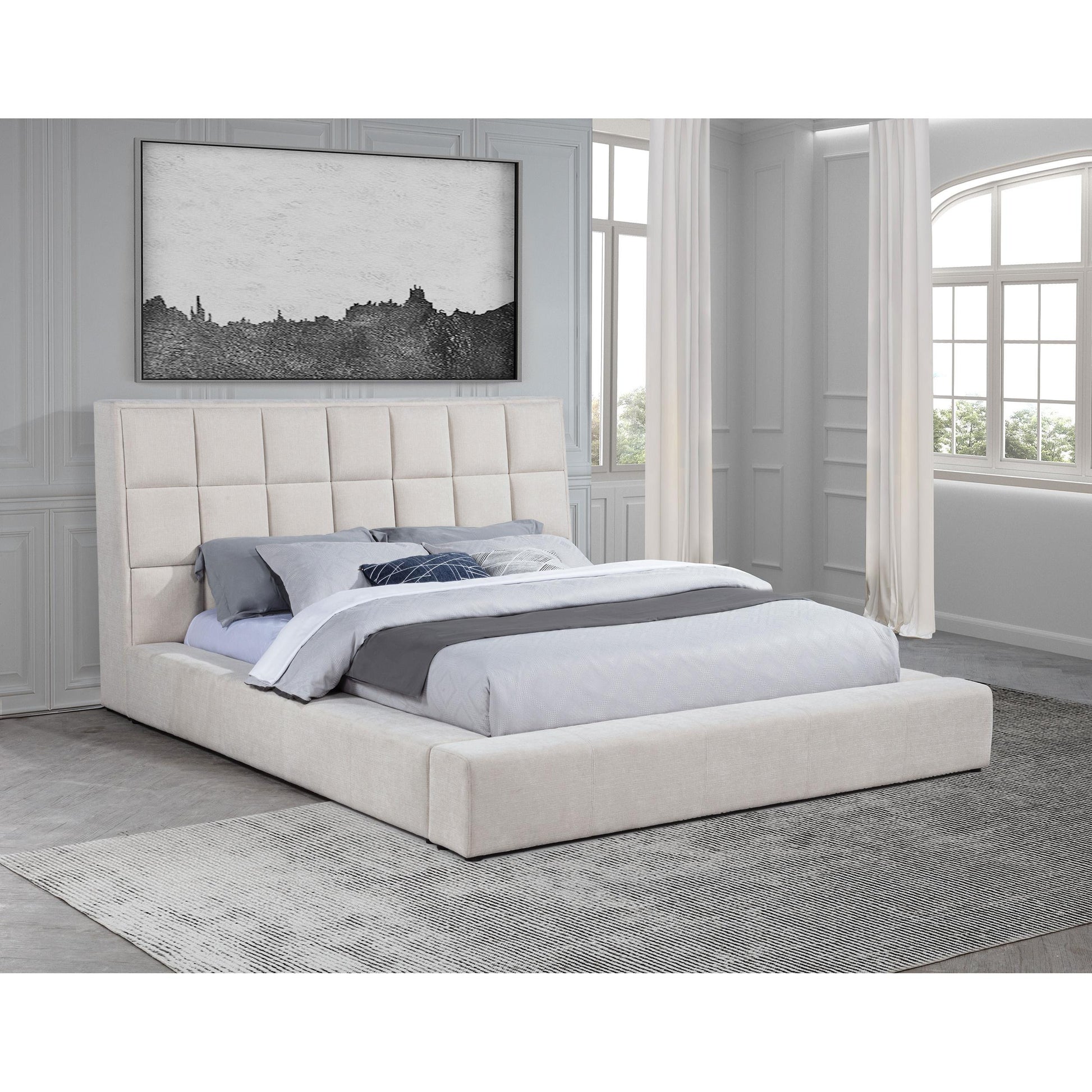  Coaster Furniture Dreux 315948CRMKE Upholstered Eastern King Panel Platform Bed - Cream IMAGE 6