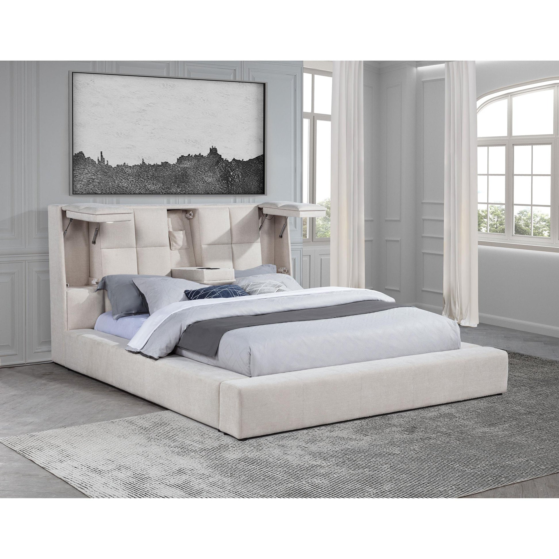  Coaster Furniture Dreux 315948CRMQ Upholstered Queen Panel Platform Bed - Cream IMAGE 9