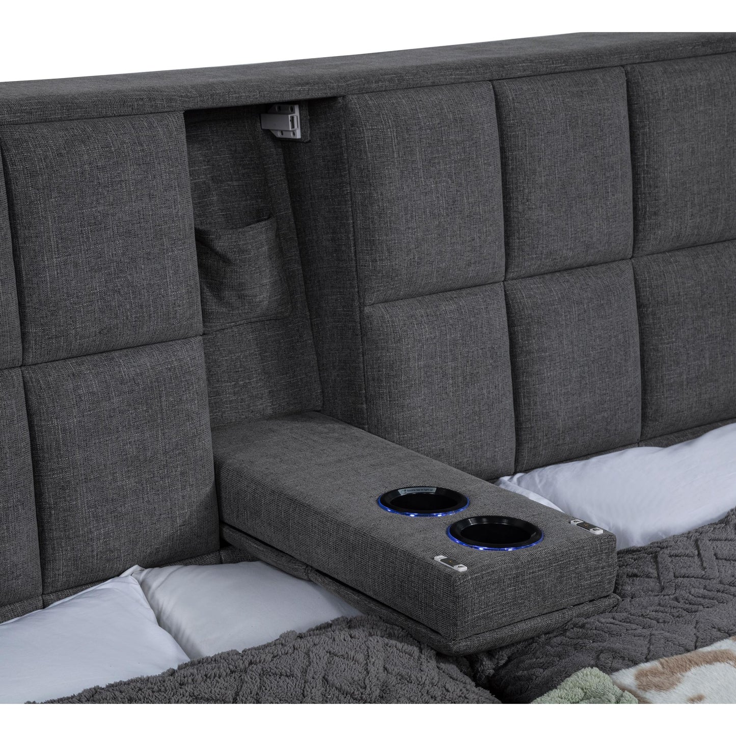  Coaster Furniture Dreux 315948GRYKE Upholstered Eastern King Panel Platform Bed - Grey IMAGE 11