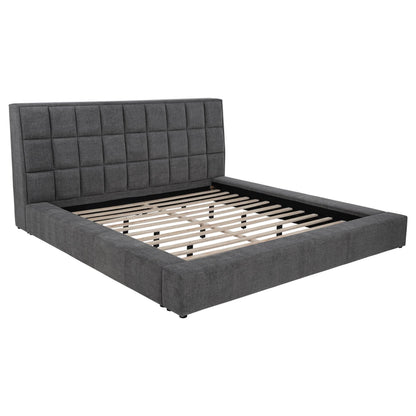  Coaster Furniture Dreux 315948GRYKE Upholstered Eastern King Panel Platform Bed - Grey IMAGE 3