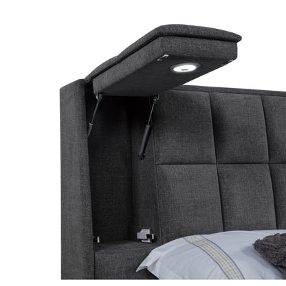  Coaster Furniture Dreux 315948GRYKE Upholstered Eastern King Panel Platform Bed - Grey IMAGE 7