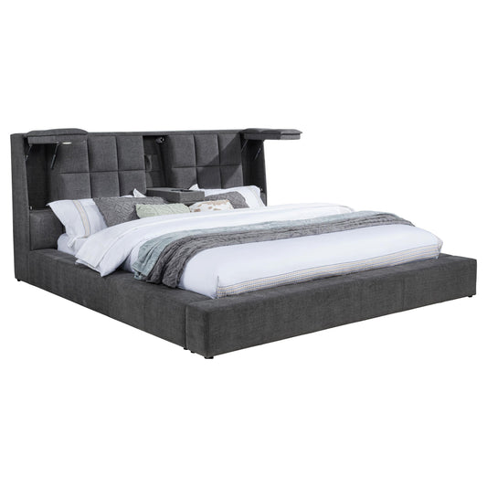  Coaster Furniture Dreux 315948GRYKW Upholstered California King Panel Platform Bed - Grey IMAGE 1