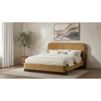  Coaster Furniture Baldacci 315954KE Upholstered Eastern King Platform Bed - Curry/Walnut IMAGE 4