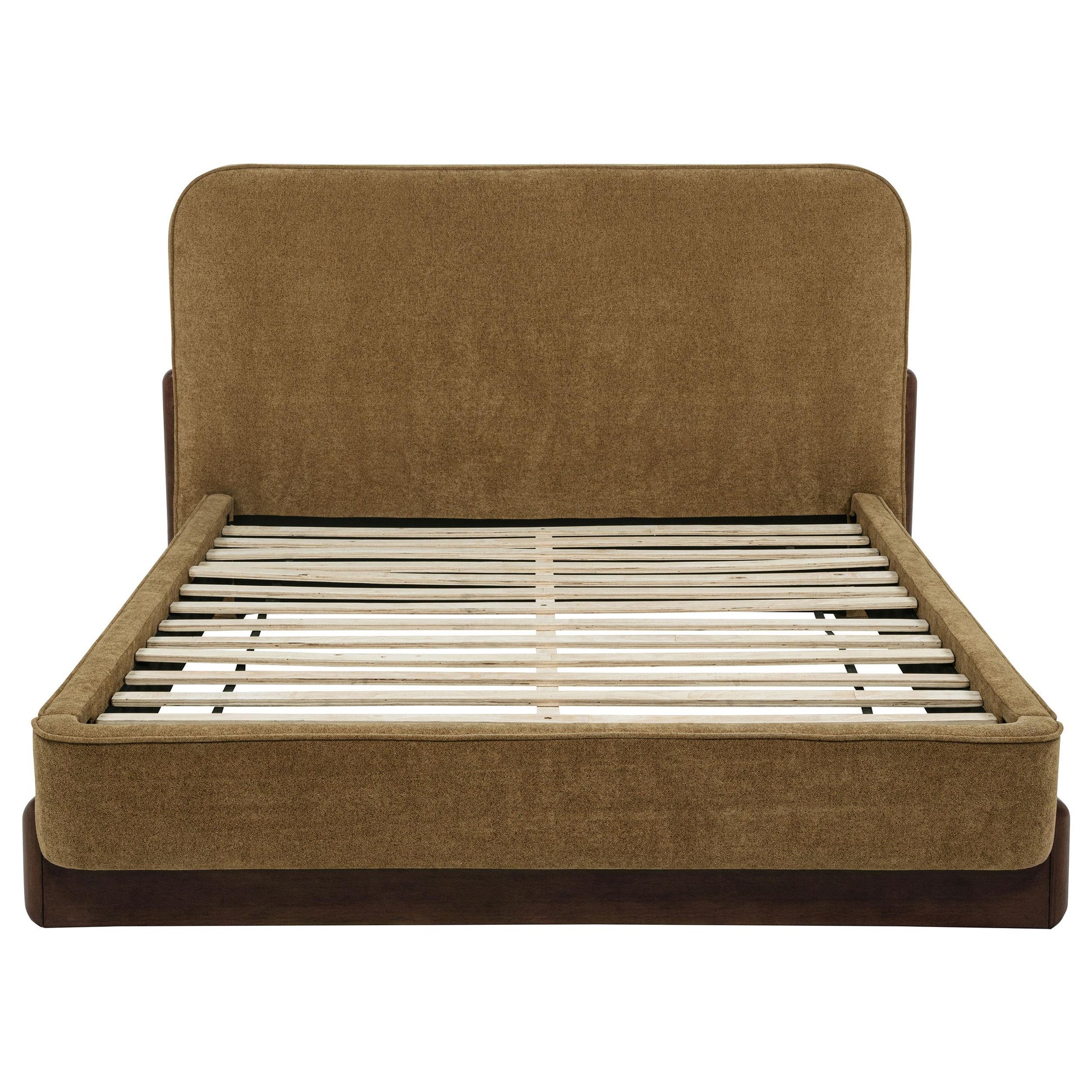  Coaster Furniture Baldacci 315954Q Upholstered Queen Platform Bed - Curry/Walnut IMAGE 2