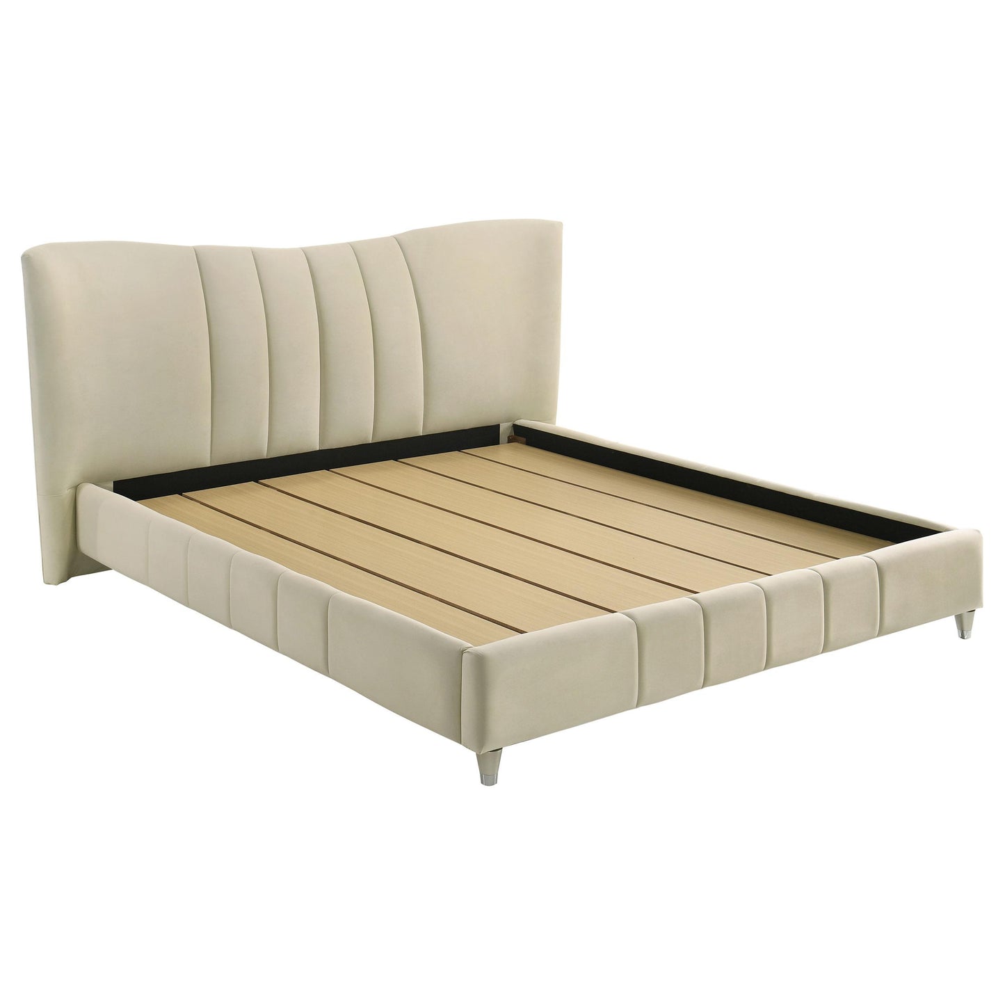  Coaster Furniture Evelyn 315956KE Upholstered Eastern King Panel Platform Bed - Ivory IMAGE 2