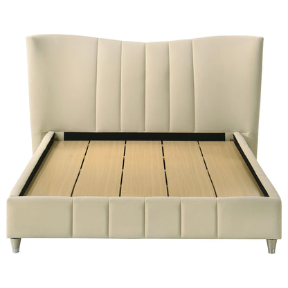 Coaster Furniture Evelyn 315956Q Upholstered Queen Panel Platform Bed - Ivory IMAGE 1