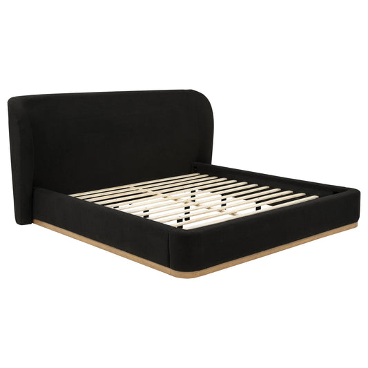  Coaster Furniture Blaire 315967BLKKE Upholstered Eastern King Wingback Platform Bed - Black IMAGE 1