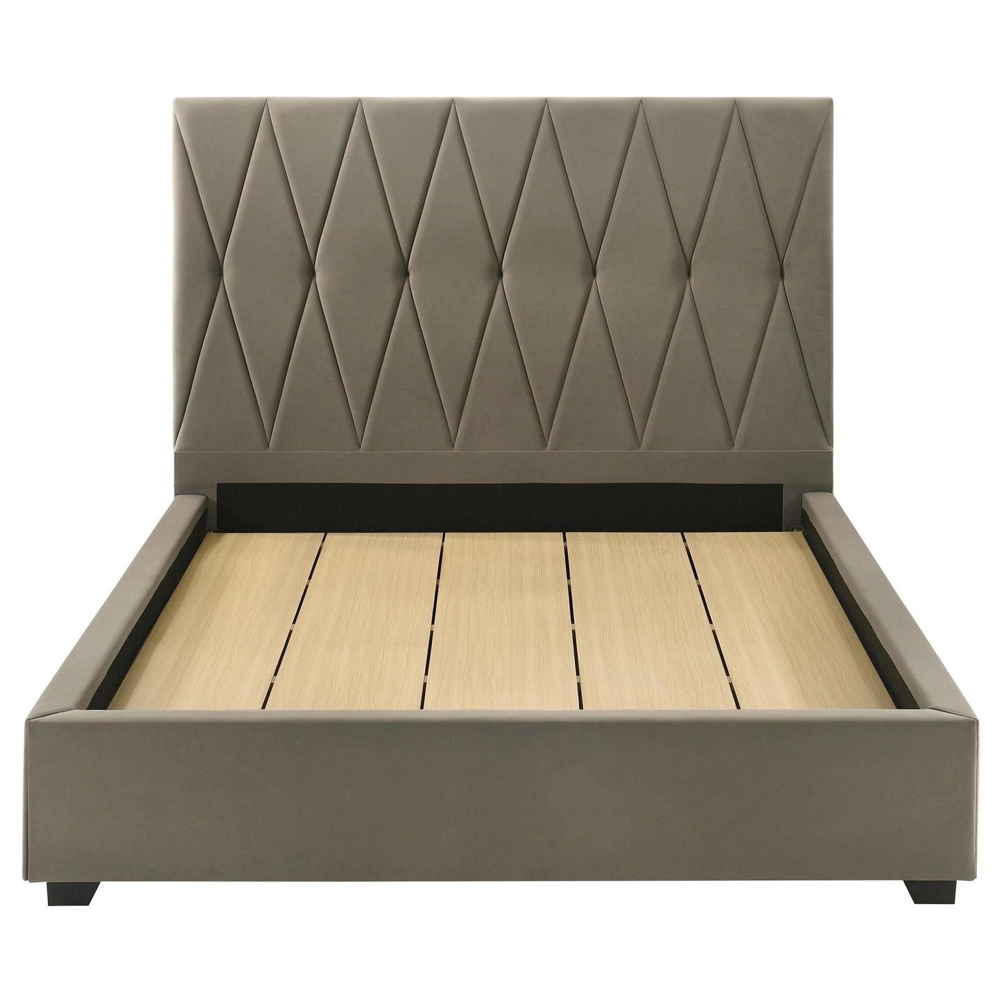  Coaster Furniture Delsea 315975Q Upholstered Queen Panel Platform Bed - Light Brown IMAGE 2